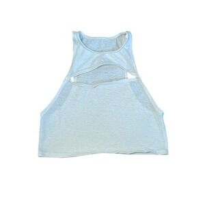 Project Social T Cropped Keyhole Tank Top White Lightweight Knit Sleeveless S‎